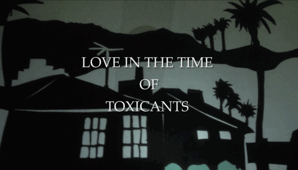 Title card for Love in a Time of Toxicants shadow puppet video